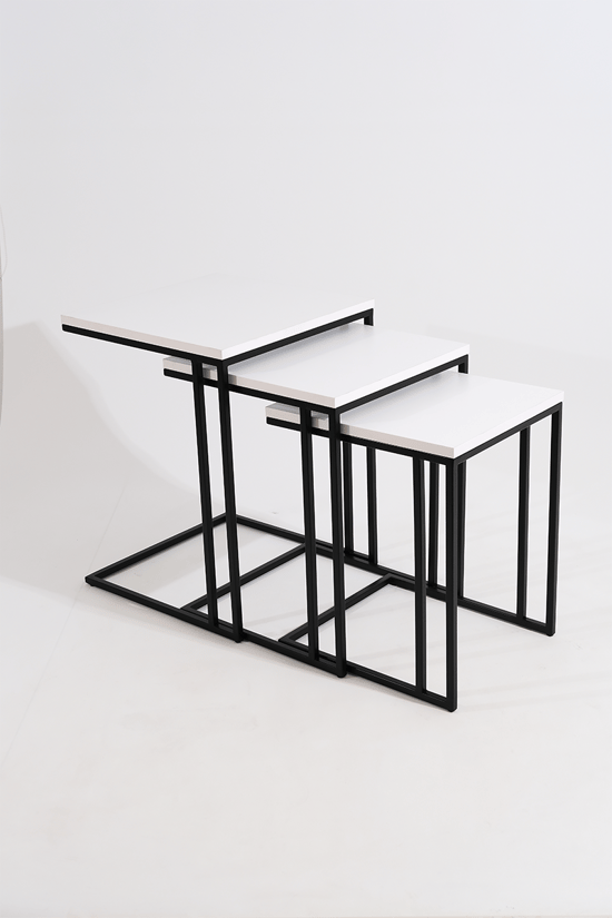 Beyaz 3'lü Zigon Sehpa