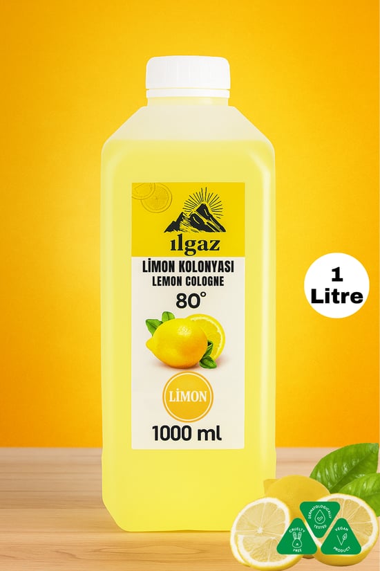 Ilgaz Limon Kolonyası 80 Derece Huni Kapaklı Bidon Kolonya 1000 ml