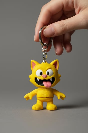 Çılgın Kedi Figürlü Hareketli Anahtarlık
