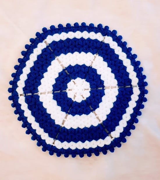 HERŞEY FIRSAT Banyo Lifi Yün El Örmesi Ceyizlik Altıgen 1 Adet - Mavi