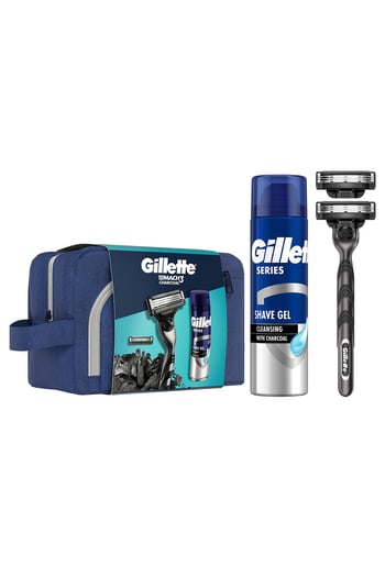 Gillette Mach 3 Charcoal  Makinesi 2UP+ Gillette Series Tıraş Jeli200ML.+Çanta
