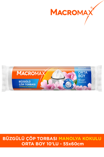 Macromax Büzgülü Çöp Torbası Orta Boy (55x60cm) Manolya Kokulu 10 Adet