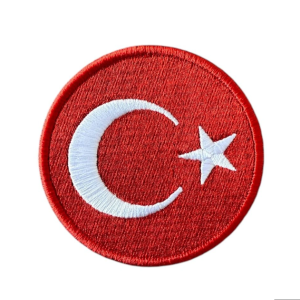 P Parla Aplike Ütü İle Yapışan Türk Bayrağı Yuvarlak Büyük Arma 5 cm