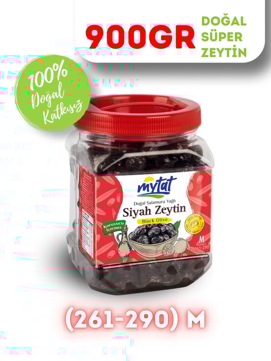 Mytat Doğal Gemlik Özel Siyah Zeytin 900 gr (261-290) M