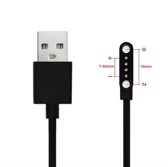 Private Akıllı Saat Smart Watch Mıknatıslı Şarj Data Kablosu Manyetik 4 Pin Siyah Renk