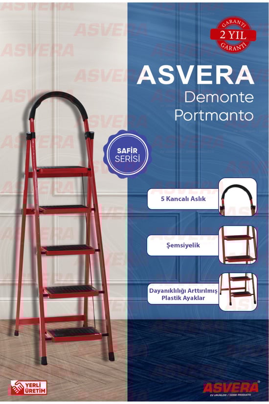 Safir Serisi – Patika 5’li Katlanır Merdiven | Ev, Bahçe, Ofis için Dayanıklı Tasarım