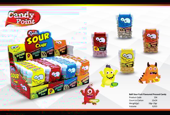 Candy Balli Sour Şeker 10gr 24'lü