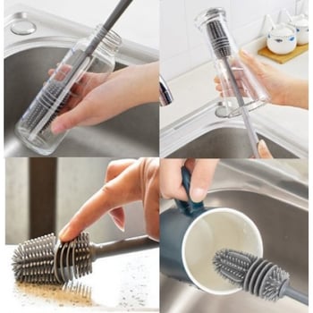 DİYARI FIRSAT Uzun Saplı Silikon Biberon ve Kavanoz Yıkama Fırçası