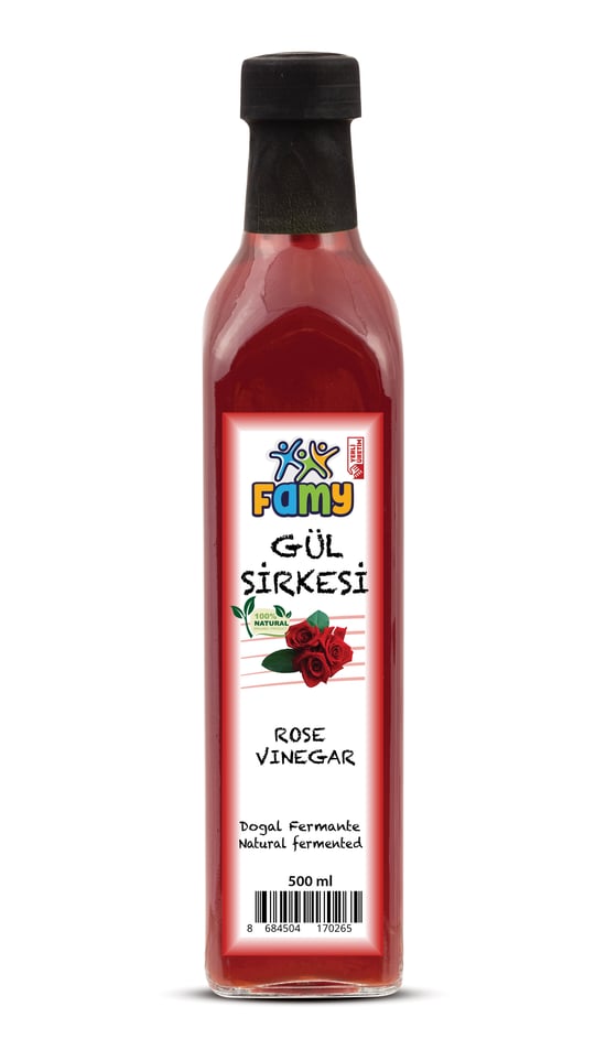 Famy Gül Sirkesi Doğal Fermentasyon 500 ML Cam Şişe