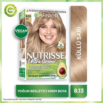 Garnier Nutrisse Yoğun Besleyici Kalıcı Krem Saç Boyası 8.13 Küllü Sarı