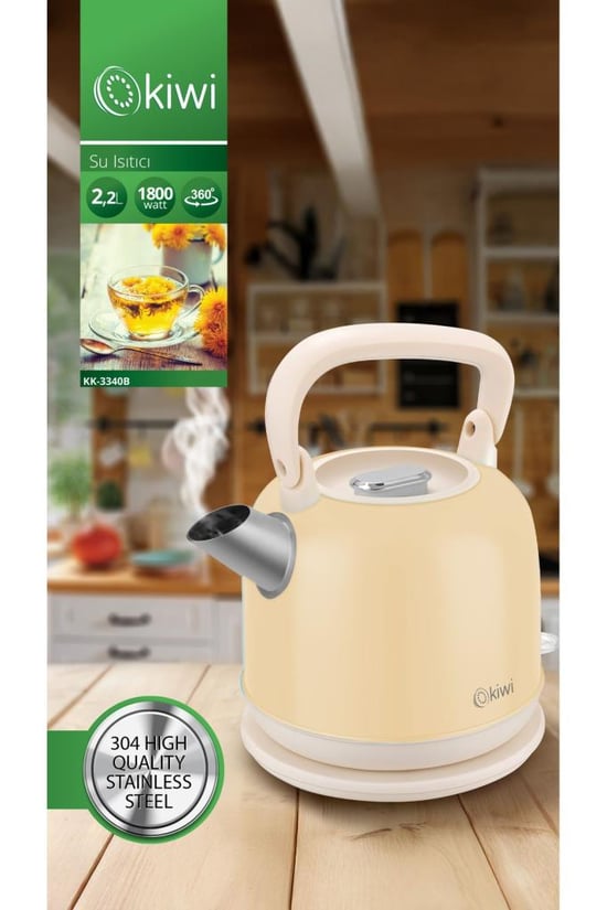 Kiwi Kk-3340 Paslanmaz Çelik Retro Su Isıtıcı Kettle