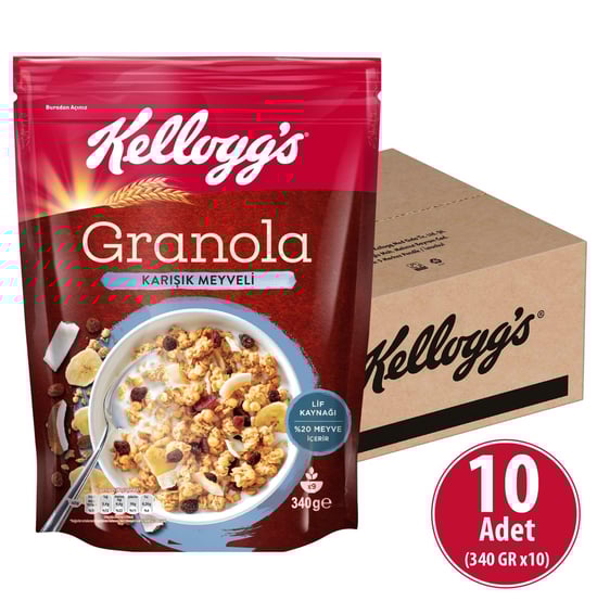 Kellogg's Granola Karışık Meyveli 340 gr x 10 Adet