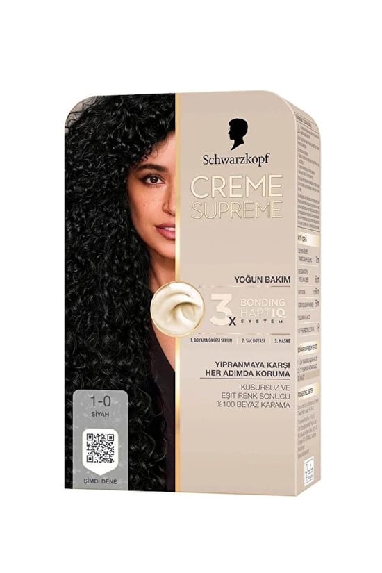 Schwarzkopf Creme Supreme 1-0 Siyah Kadın Saç Boyası