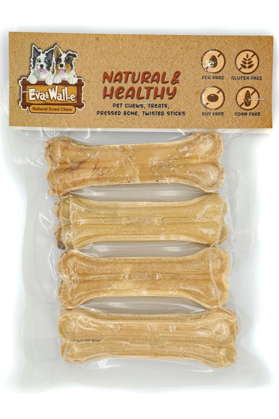 Eva & Walle Doğal Köpek Kemiği 4'lü 10 Cm – Küçük Irk Ve Yavru Köpekler Için Diş Kaşıma Kemiği Naturel