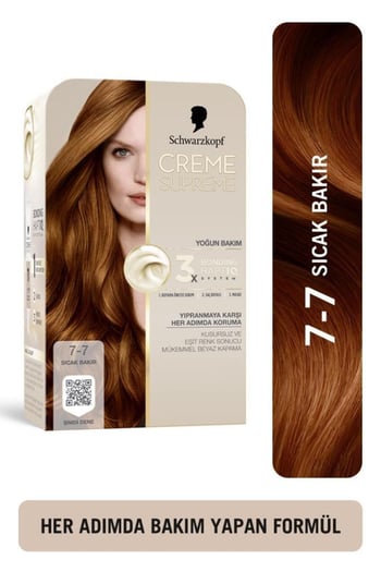 Schwarzkopf Creme Supreme Sıcak Bakır Kadın Saç Boyası 7-7