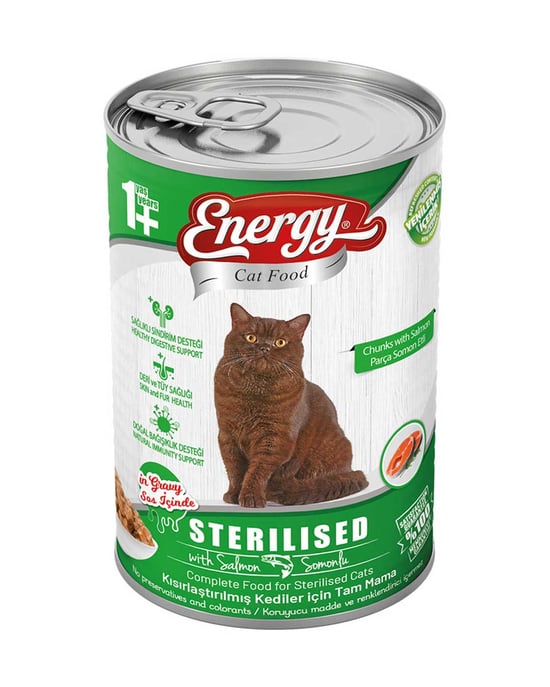 Energy Kedi Maması Islak 400 gr Somonlu Kısırlaştırılmış