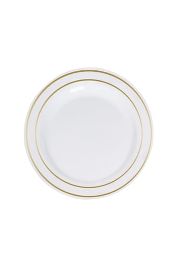 Roll-Up Lüks Plastik Tabak Altın Yaldızlı Beyaz 19cm 6lı