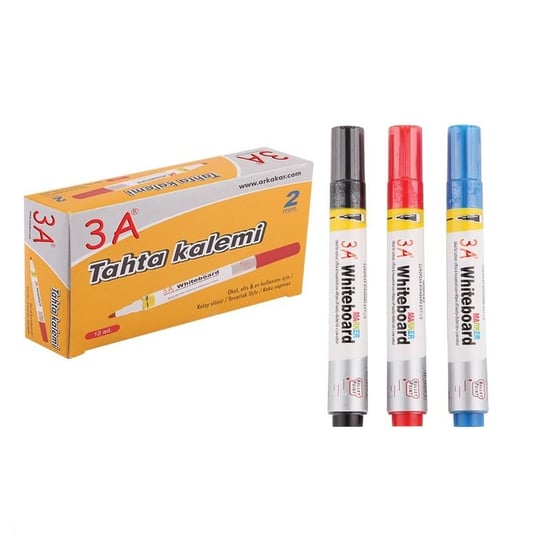 Ark Beyaz Tahta Kalemi 1135 Mavi Siyah Kırmızı 12 Li Paket Asorti