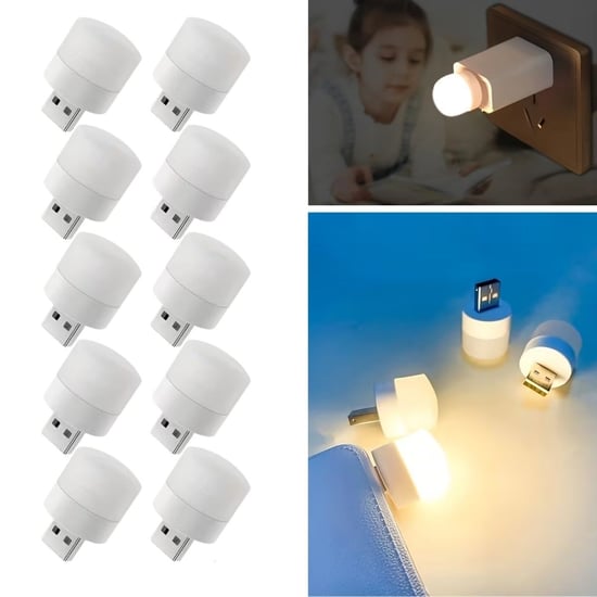 BUFFER® USB Mini Top LED 10’lu Aydınlatma Seti – Sıcak Renkli Gece Lambası, Enerji Tasarruflu Mikro 