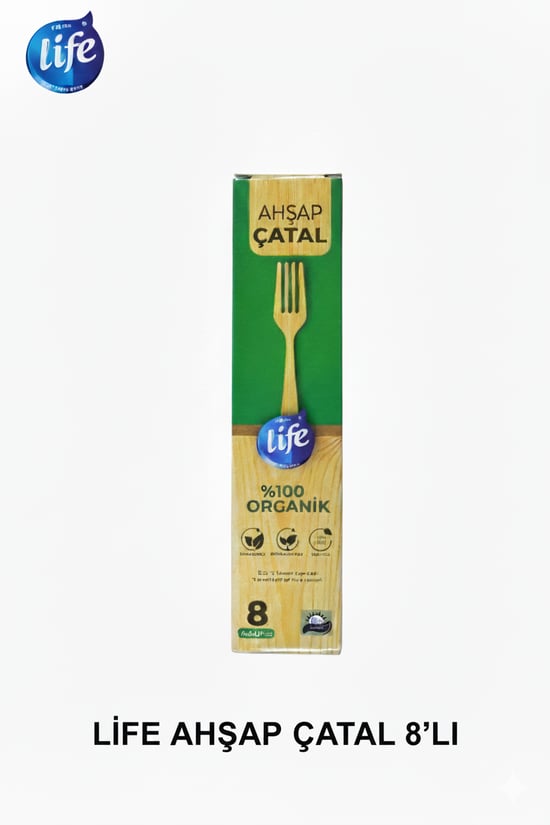 Life Ahşap Çatal 8'Li  %100 Doğal