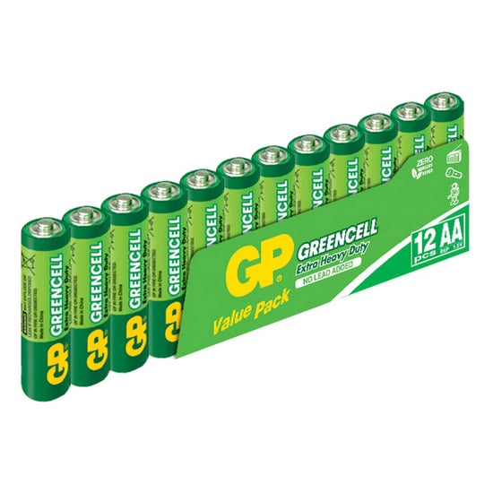 GP Batteries GP15G Greencell R6P/1215/AA Kalem Pil, 1.5 Volt, 12'li Paket