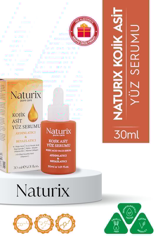 Naturix Kojik Asitli Yüz Serumu Aydınlatıcı Bakım Serumu 30 ml