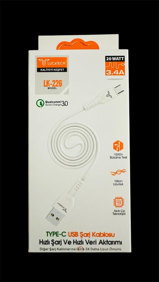 Lucatech LK-226 USB Type C Şarj Kablosu 3.4A