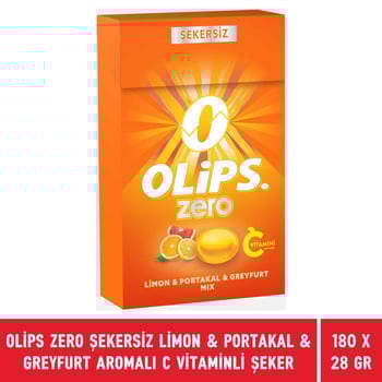 Olips Zero Şekersiz Limon & Portakal & Greyfurt Aromalı C Vitaminli Ferahlatıcı Şeker 28 gr X 180 Adet