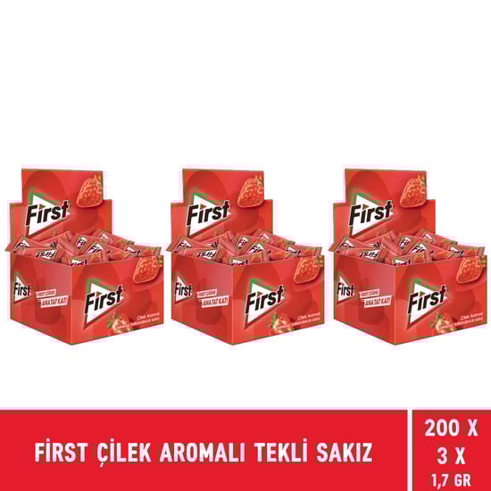 First Çilek Aromalı Tekli Sakız 1,7 gr - 600 Adet