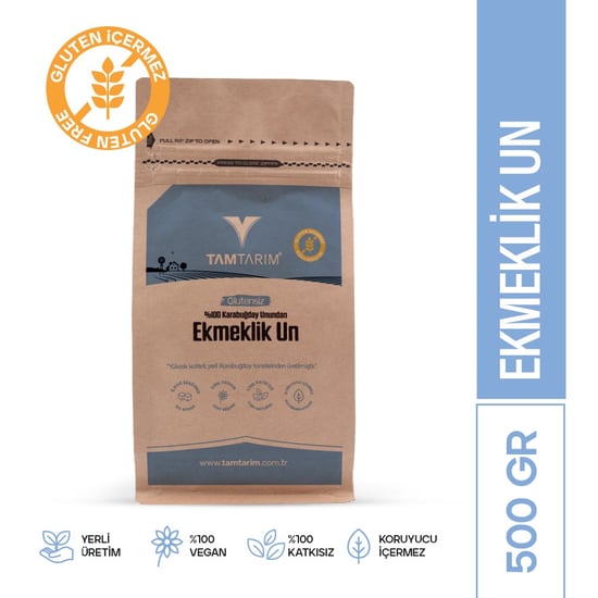 Tam Tarım Glutensiz Ekmeklik Un (%100 Karabuğday Unu)	500 GR