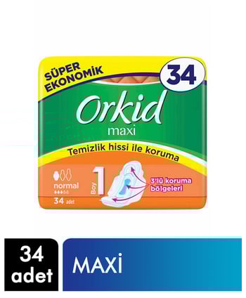 Orkid Hijyenik Ped Maxi Süper Eko 34'lü Normal