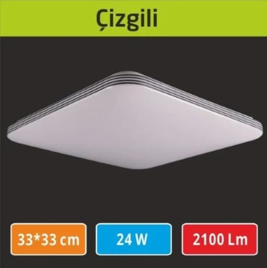 Erbay Elektrik Sıva Üstü Led Panel 33x33 Çizgili Desen Dekoratif Armatür