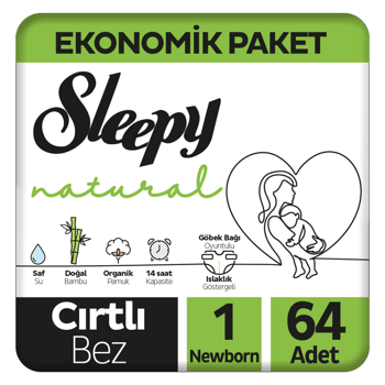 Sleepy Natural Bebek Bezi No:1 64'lü Eko Jumbo Yenidoğan