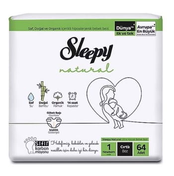 Sleepy Natural No:1 Yenidoğan 64 Adet Bebek Bezi