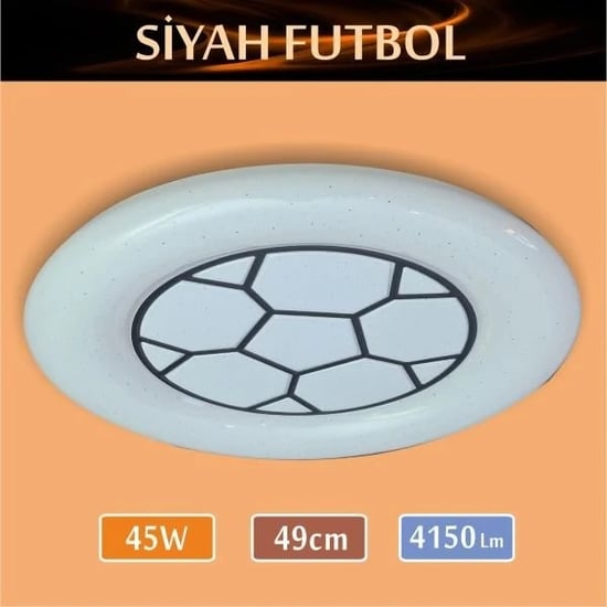 Erbay Sıva Üstü Led Panel Yuvarlak 45 Watt-Siyah Futbol Desenli-Beyaz-Günışığı