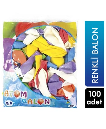 Atom Balon 9/A Renkli 100'lü Paket