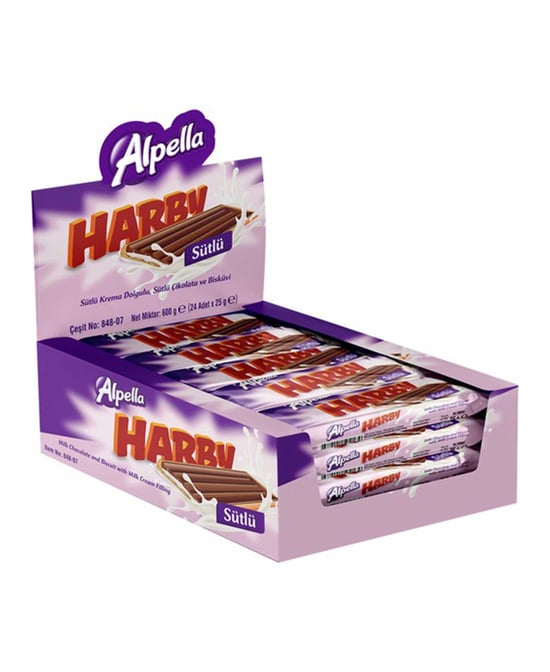 Alpella Harby Çikolata Sütlü 25 gr X 24'lü Paket