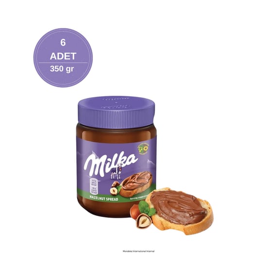 Milka Spread Hazelnut Sürülebilir Çikolata Kakaolu Fındık Ezmesi 350 gr - 6 Adet