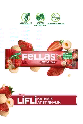 Fellas Meyve Bar - Çilekli ve Fındıklı 35g x 12 Adet