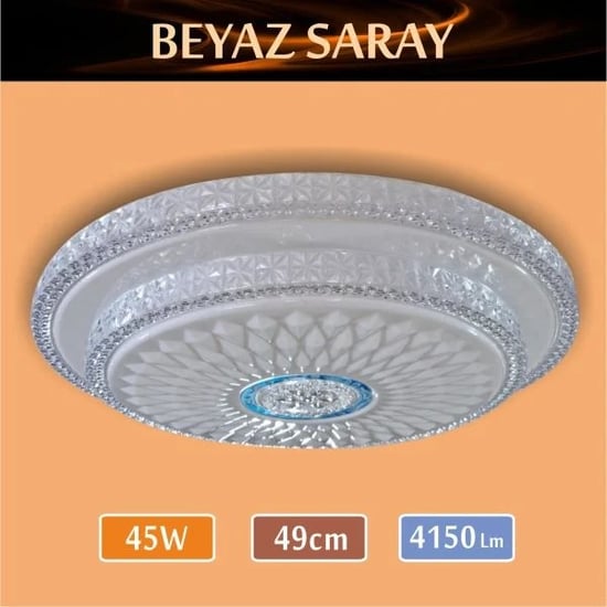 Erbay Sıva Üstü Led Panel Yuvarlak 45 Watt-Beyaz Saray Desenli-Beyaz-Günışığı