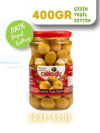 Çalıkoğlu Doğal Çizik Yeşil Zeytin 400 gr (261-290)