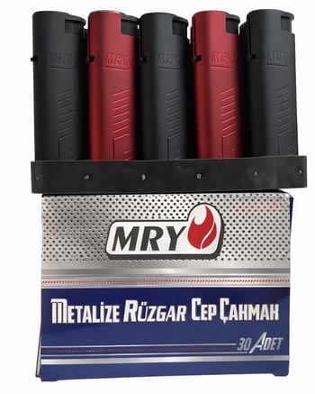 Mry Metalize Rüzgar Çakmak Siyah - Kırmızı