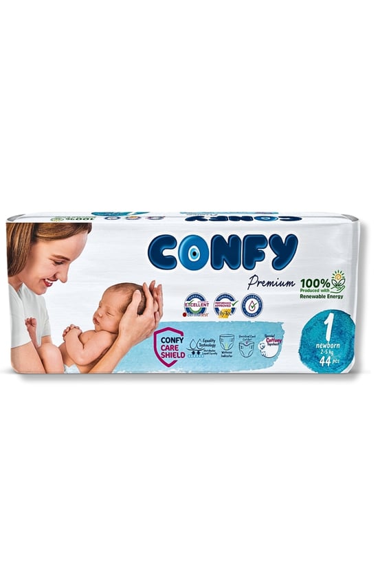 Confy Premium 1 Numara Bebek Bezi Yenidoğan 2 - 5 Kg 44 Adet