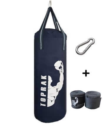 Diji Baby Boks Torbası Eldiven, Karabina ve Bandaj Hediyeli İçi Dolu 50x20 cm Lacivert