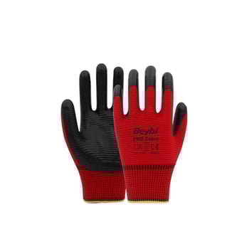 Pn5 Zebra Kırmızı Polyester Örme Nitril Iş Eldiveni 10 Beden