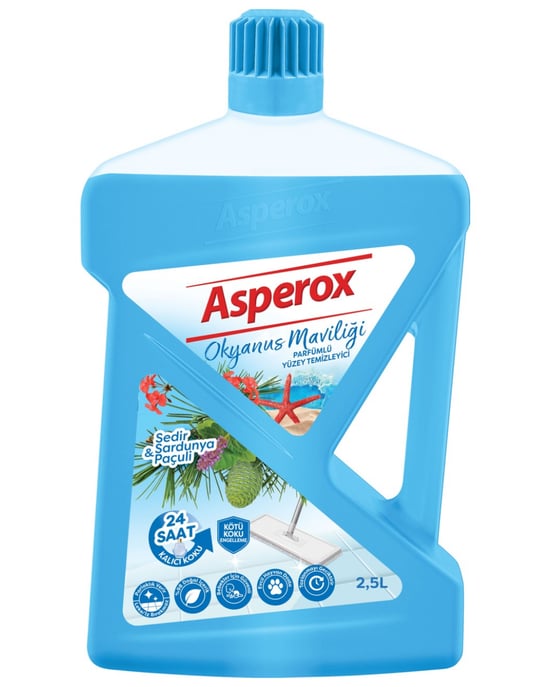 Asperox Parfümlü Yüzey Temizleyici Okyanus Maviliği Sedir & Sardunya Paçuli 2, 5 Lt
