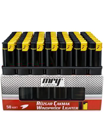 Mry Dolumlu Izgaralı Rüzgar Jet Çakmak (Sarı)