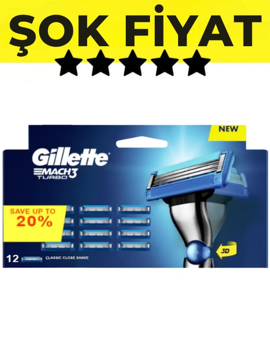 Gillette Mach 3 Turbo Yedek Bıçak 12'li