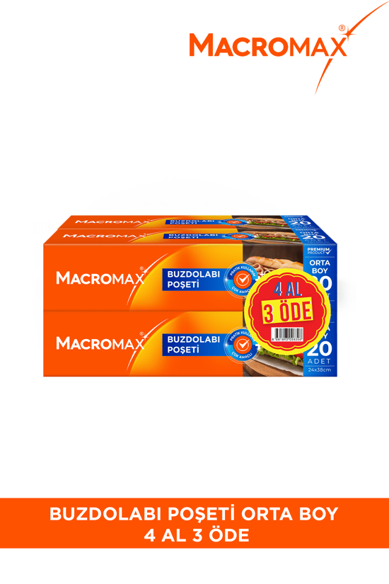Macromax Buzdolabı Poşeti Orta Boy 4 Al 3 Öde 80li Paket