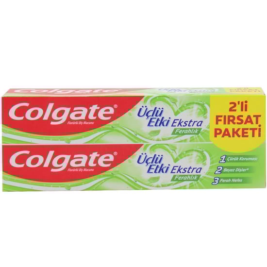 Colgate Üçlü Etki Ekstra Ferahlık Diş Macunu 2 x 75 ml